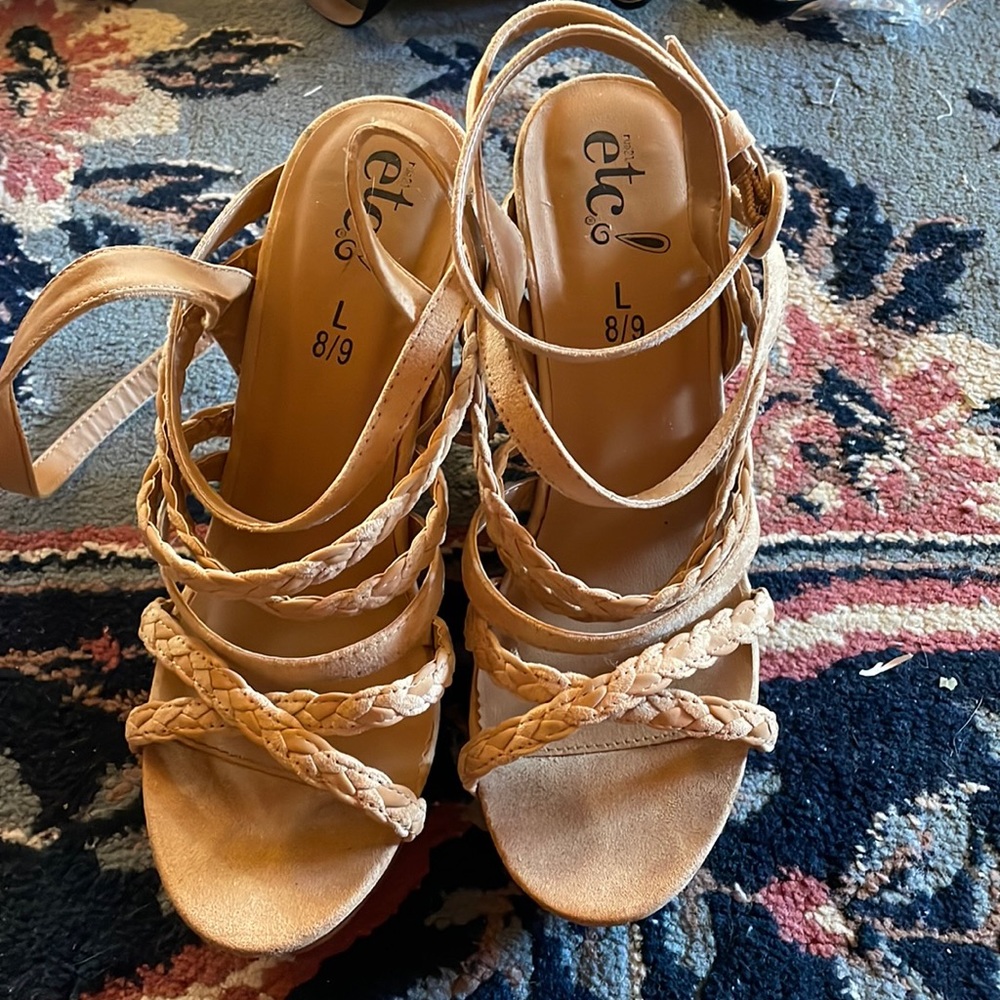 Tan Strap sandal wedge